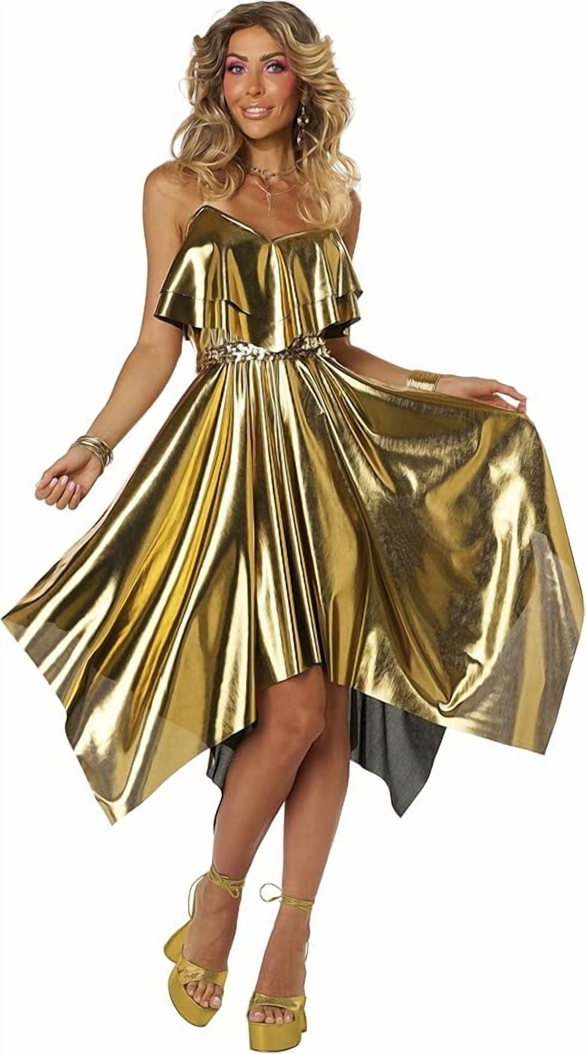 slim fit dress slacks 1980s Metallic Futuristic Party Mini Dress main image 1