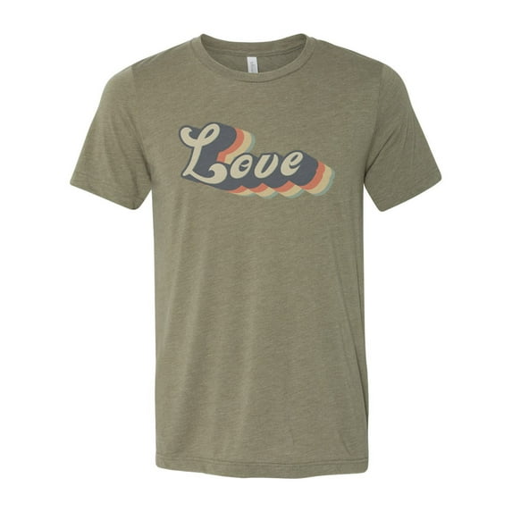"70's Shirt, LOVE, Vintage Shirt, Vibing, Trendy, Unisex, Sublimation T, Soft Bella T, Vintage Tees, Retro Shirt, Gift For Him, Mom Tee, 80's, Heather Olive, 2XL"
