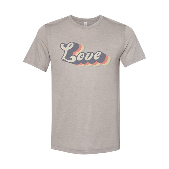 "70's Shirt, LOVE, Vintage Shirt, Vibing, Trendy, Unisex, Sublimation T, Soft Bella T, Vintage Tees, Retro Shirt, Gift For Him, Mom Tee, 80's, Heather Stone, SMALL"