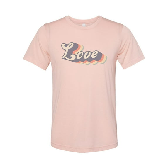 "70's Shirt, LOVE, Vintage Shirt, Vibing, Trendy, Unisex, Sublimation T, Soft Bella T, Vintage Tees, Retro Shirt, Gift For Him, Mom Tee, 80's, Peach, MEDIUM"