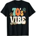 thumbnail image 1 of 70's Vibe Costume 70s Party Outfit Groovy Hippie Peace Retro T-Shirt men and women can wear, black, white, gifts, 1 of 4