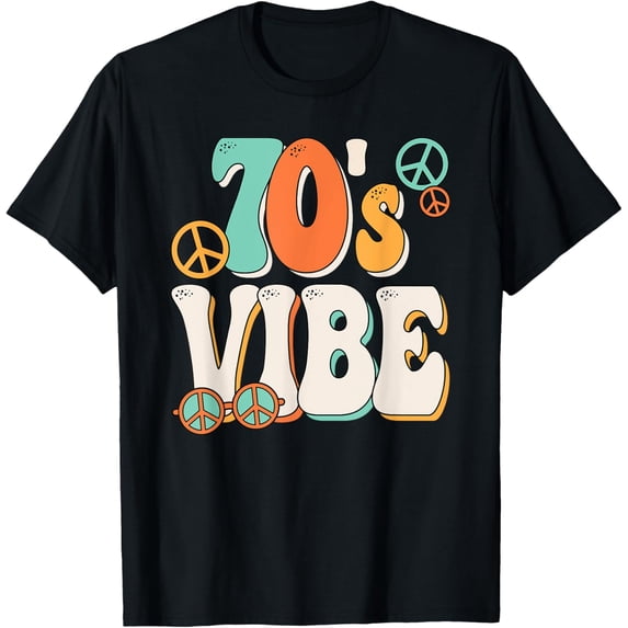 70's Vibe Costume 70s Party Outfit Groovy Hippie Peace Retro T-Shirt men and women can wear, black, white, gifts