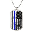 thumbnail image 1 of 70 thin blue line - Graphic Military Dog Tag Necklace (Optional Personalized Engraving), 1 of 5