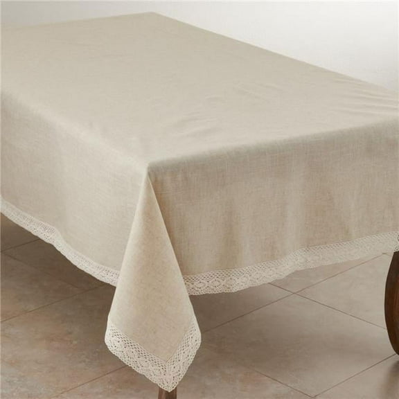 70 x 140 in. Classic Lace Border Tablecloth, Tan