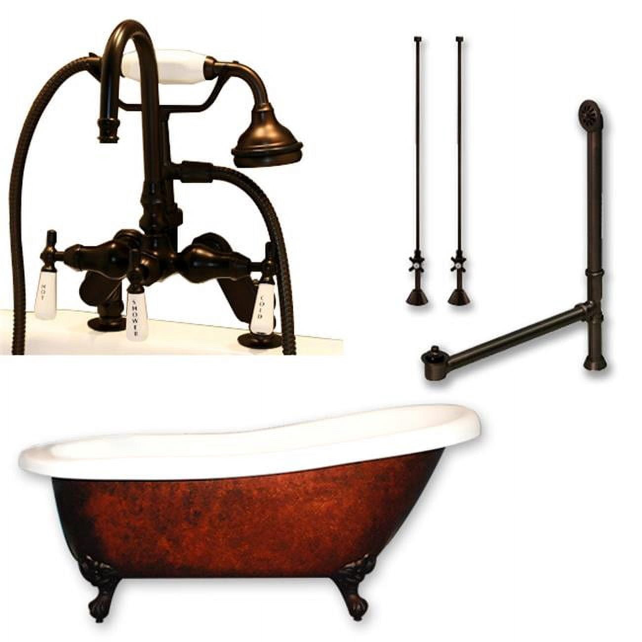 70 x 30 in. Acrylic Slipper Clawfoot Bathtub Faux Copper Bronze Finish ...