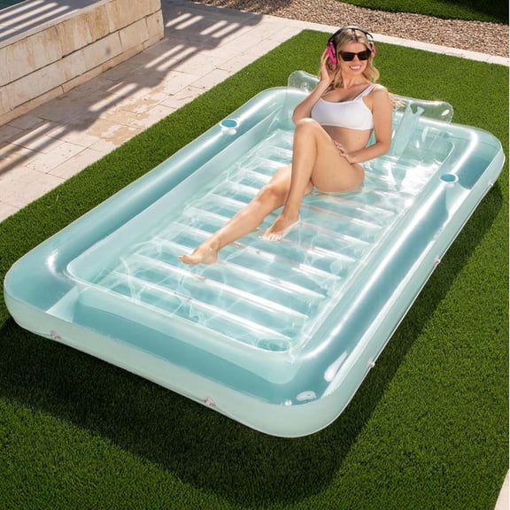 70" x 46" / 85" x 57" Pool Floats Adult with Pillow, 4 in 1 Suntan Tub Raft Floatie,Sunbathing Bed Lounge for Water Blow Up Ball Pit Party Gifts Father's Day Gifts TikTokShopSummerTurnup