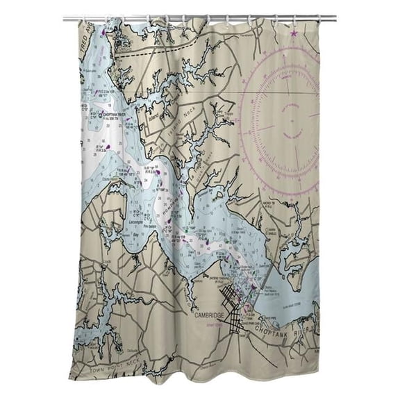 70 x 72 in. Cambridge, MD Nautical Map Shower Curtain