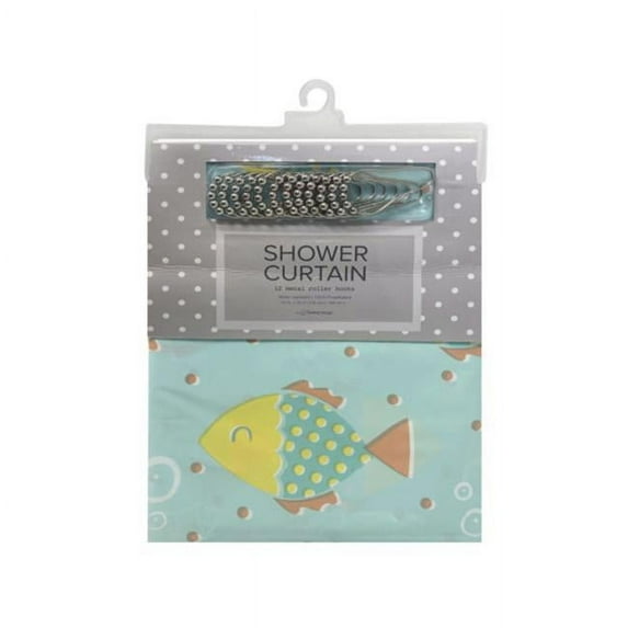 70 x 72 in. Homewear Gone Fishing Shower Curtain with 12 Metal Roller Hooks - Pack of 6