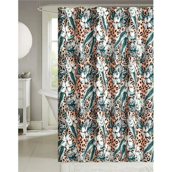 70 x 72 in. Tropical Fiesta Pink Leopard Printed Shower Curtain, Multi Color