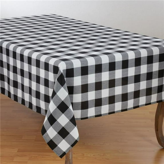 70 x 90 in. Cotton Blend Buffalo Plaid Tablecloth, Black