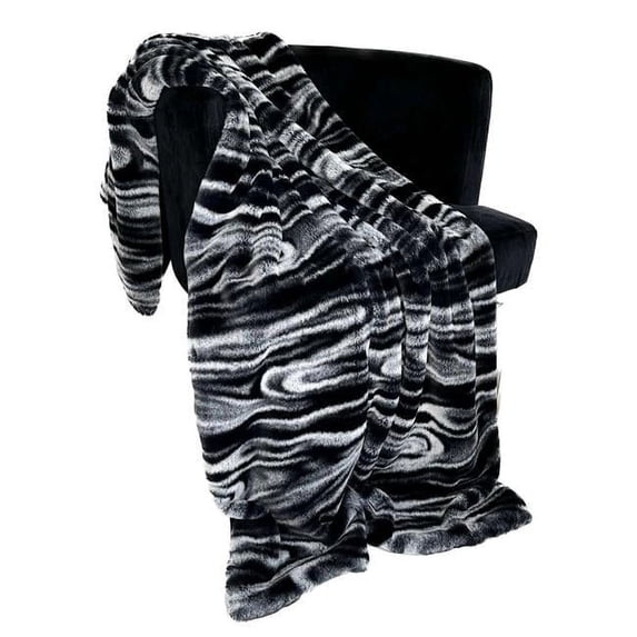 70 x 90 in. Galaxy Faux Fur Luxury Throw Blanket, Black & White