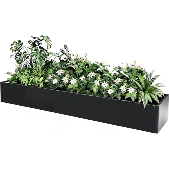 70"x20" Extra Long Metal Planter Box with Drainage Holes Rounded Corners, Complete Commercial Raised Garden Bed Kit, Heavy Duty Steel, Snap-On Assembly for Patio, Balcony Landscaping