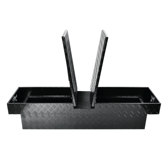 70"x20"x15" Gloss Black Diamond Tread Aluminum Gull Wing Truck Tool Box