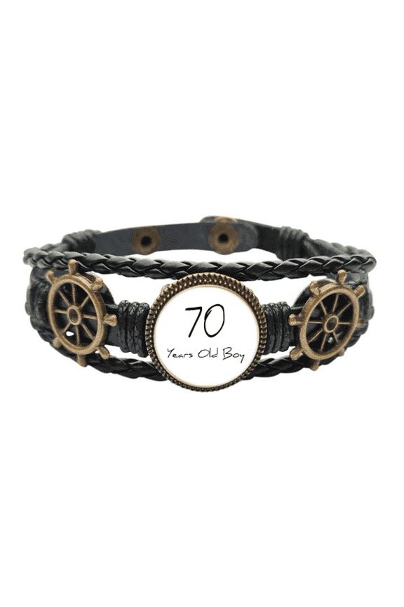 70 years old Boy Age Old Art Deco Fashion Leather Braided Ocean Bracelet Wristband