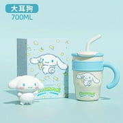 700/1200ml Sanrio Hello Kitty Cinnamoroll Thermos Cup Straw Cup with Handle Cartoon High Capacity Stainless Steel Water Cup Gift
