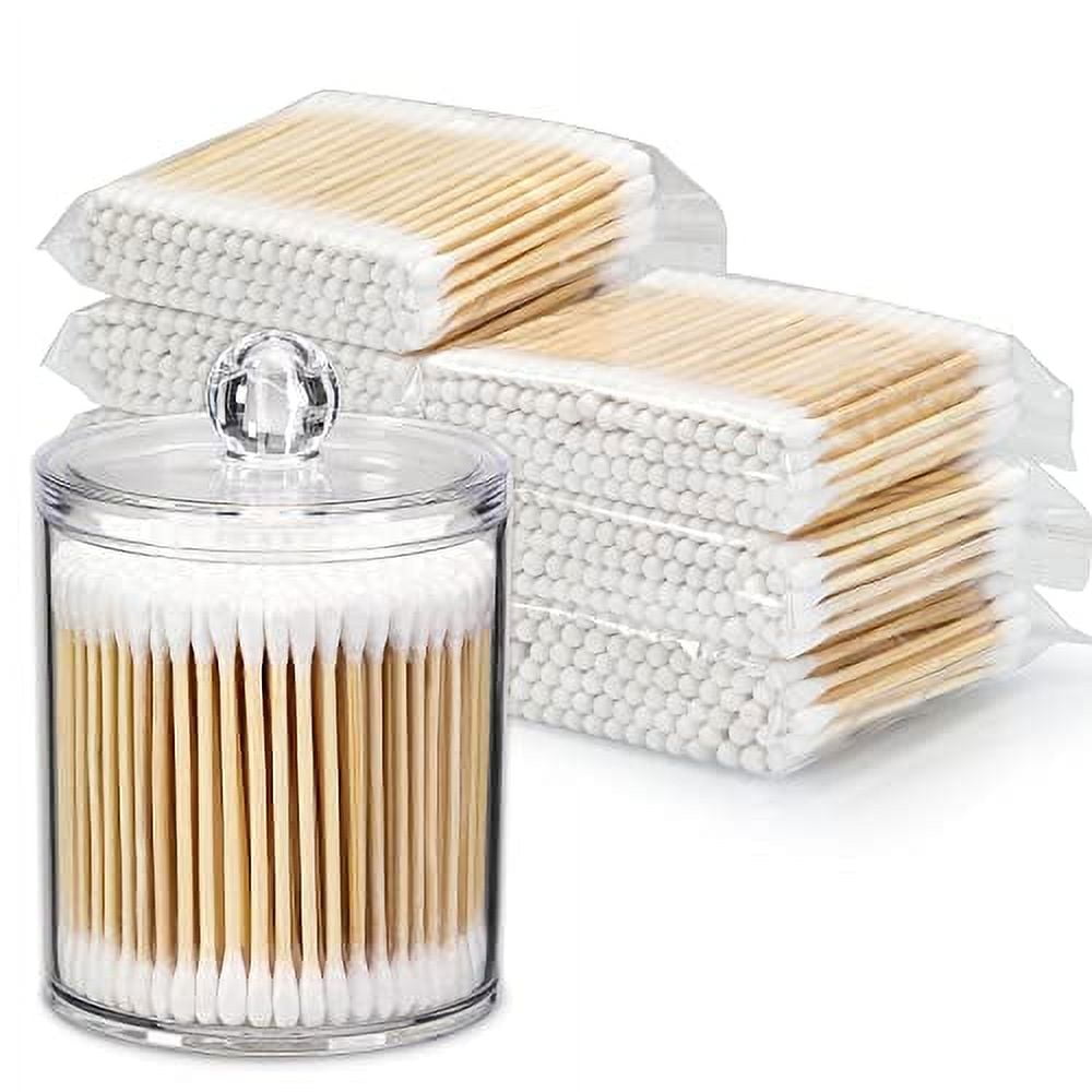 700 Count Cotton Swabs with 1 Dispenser Holder Bamboo Sticks Cotton
