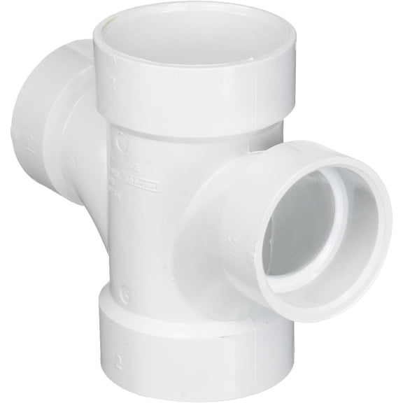 700 Dwv Reducing Double Sanitary Tee, 2 X 2 X 1-1/2 X 1-1/2 in, Hub, SCH 40, PVC