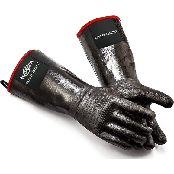 700?F BBQ Grill Gloves: Oil Resistant for Grilling Cooking Barbecue Deep Frying Turkey Rotisserie Handling Hot Greacy Meat Stocking Stuffers - Long Sleeve