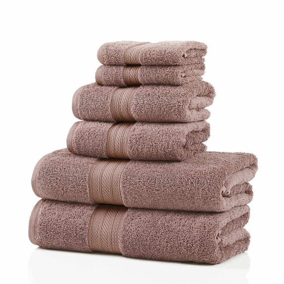 700 GSM Long Staple Combed Cotton 6-Piece Towel Set, 2 Face, 2 Hand, and 2 Bath Grape Shake