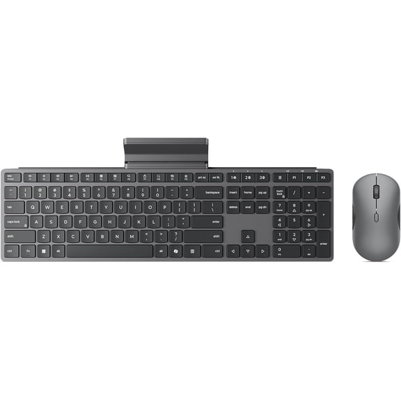 700 Modern Wireless Keyboard & Mouse Combo, 2.4 GHz Dongle & Dual Bluetooth Connection, AES-128 Encryption, 36 Month Battery Life, Quiet Mouse, Luna Grey