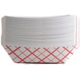thumbnail image 1 of [700 PACK] Disposable Paper Food Tray (1/4 LB) - Red Check Food Tray, USA MADE, Recyclable, Biodegradable, Compostable, Great for Picnics, Carnivals, Party, Camping, BBQ, Restaurants, Fries (0.25lb), 1 of 5
