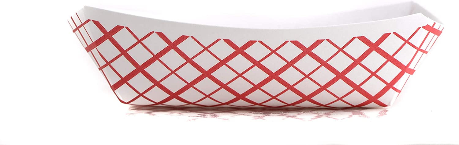[700 PACK] Heavy Duty Disposable Paper Food Tray (5 LB) - Red Check ...
