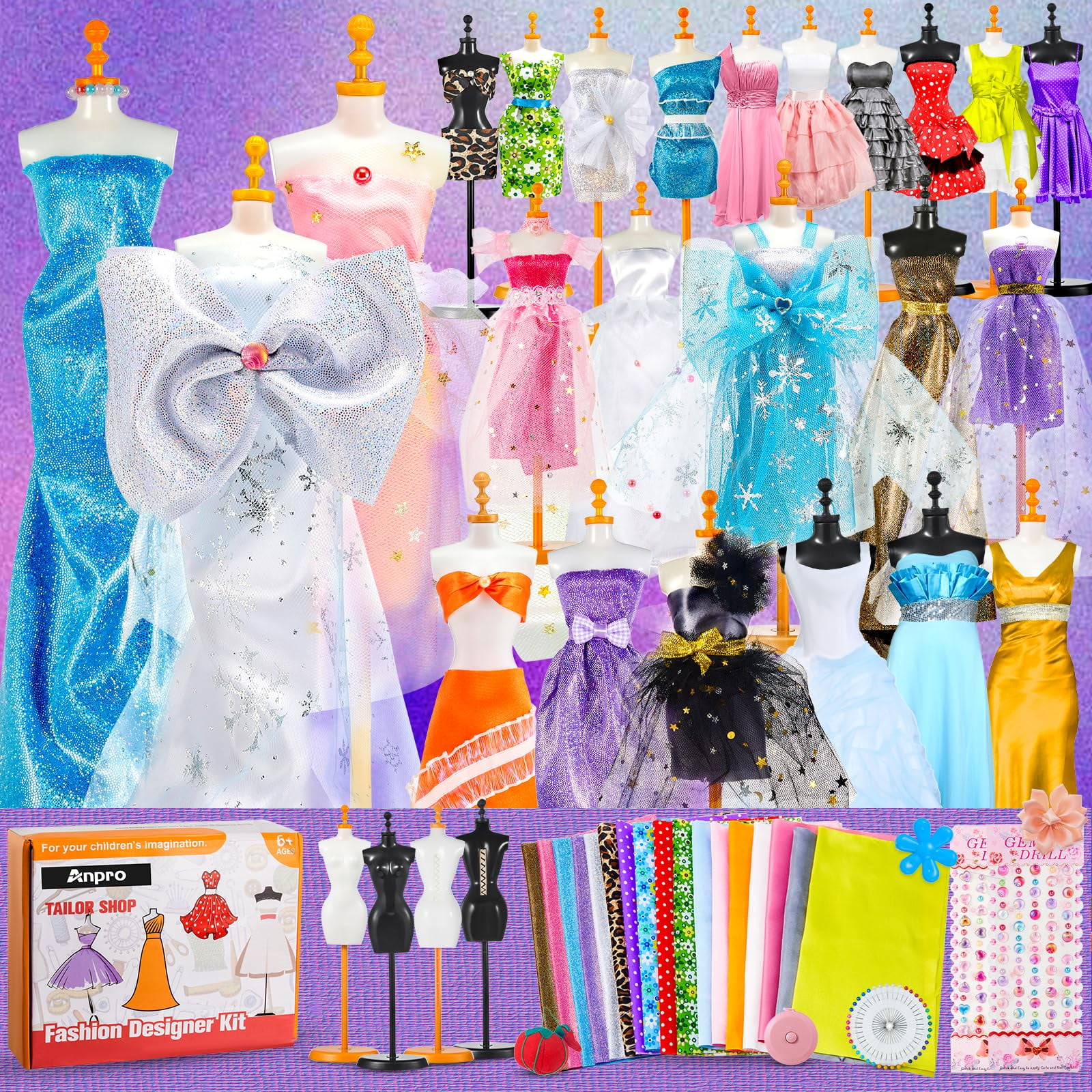 Walmart discounts of 700+ PCS Fashion Designer Kits for Girls, Creativity DIY Arts & Crafts Kit with 4 Mannequins, Sewing Kit Toys Gift for Girls Ages 6-12