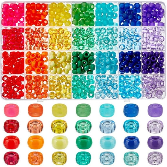 700 Pcs 28 Colors Pony Beads Set for Bracelet Making Kit 9mm Rainbow ...