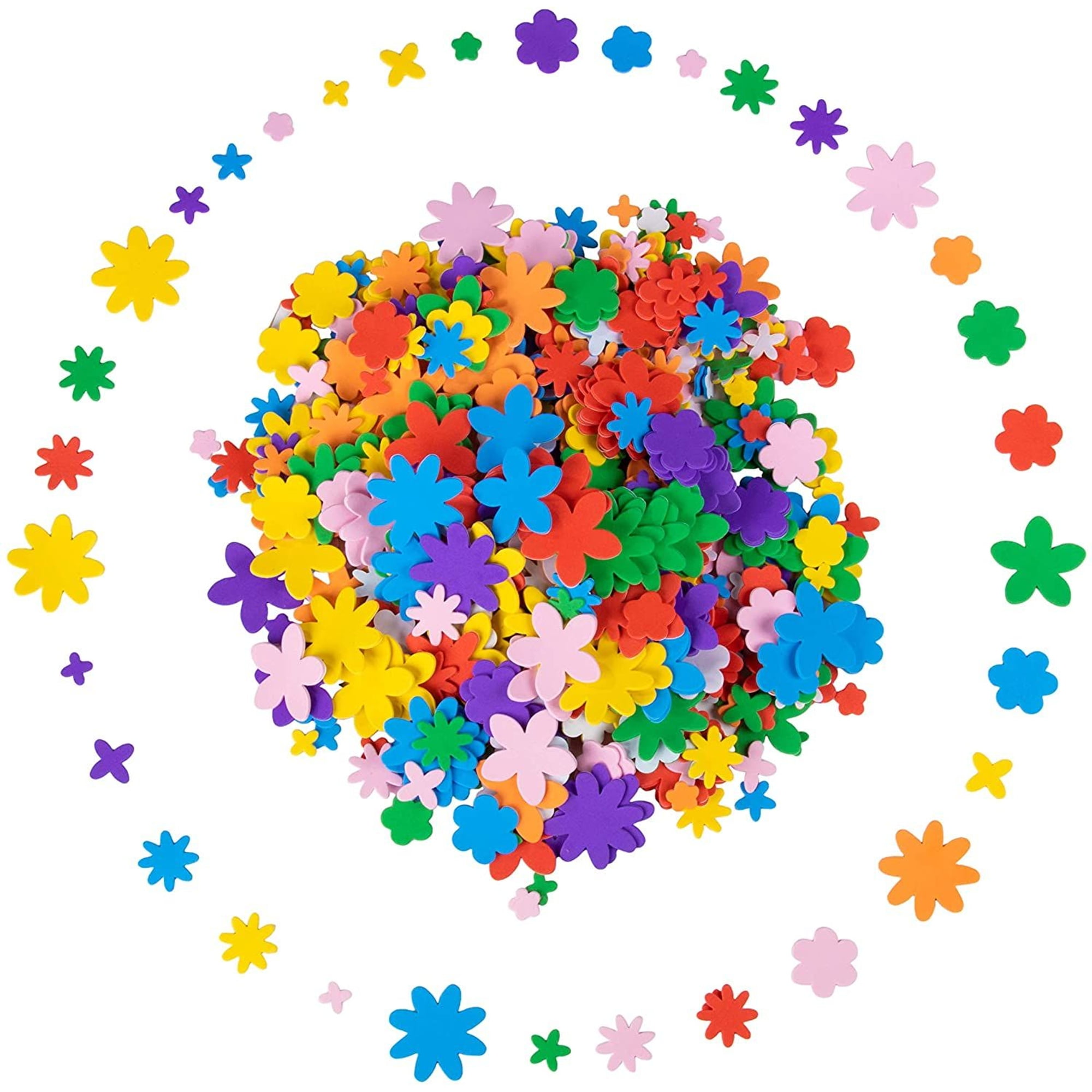 Foam Stickers - 700-Piece Self-Adhesive Foam Shapes, Flower Shape Kids DIY Arts and Crafts Supplies, Multicolored