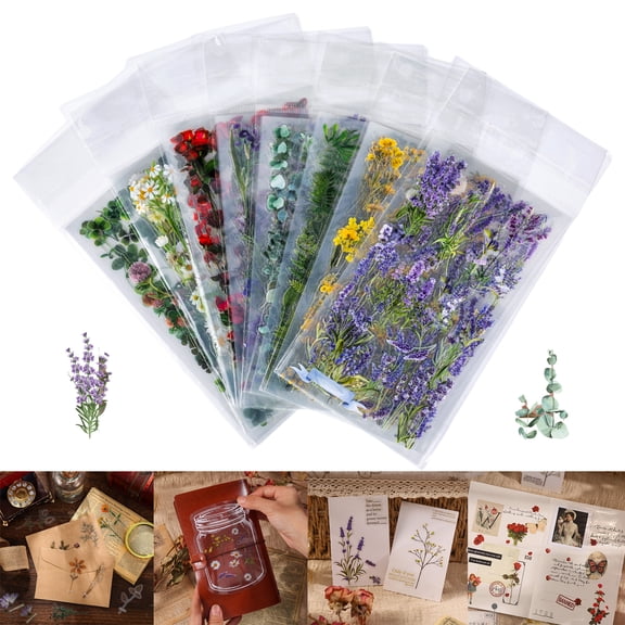 700 Piece Vintage Flower Stickers,Clear Self-Adhesive PET Floral Stickers Journaling Supplies for Card Making Letters DIY Water Bottle Cards Decoration