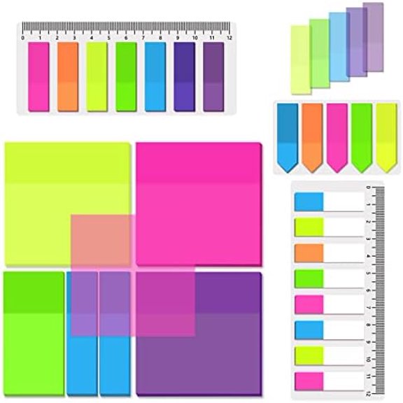 700 Sheets Transparent Sticky Notes, Clear Bright Waterproof 3 x 3 inch See Through Memo Pad, Self-Adhesive Translucent Writable Index Tabs for Annotating Book, Office & School Study Supplies
