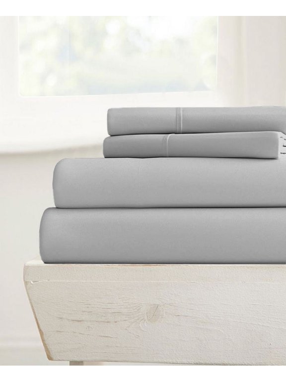 700-TC King Size 4PC Sheet Set - Premium 700-Thread-Count 100% Egyptian Cotton, Fit Upto 18 inches Deep Pockets Mattress - Light Grey