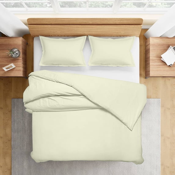 700 Thread-Count 100% Egyptian Cotton 3 Piece Duvet Cover and Pillow Shams, Premium Hotel Comforter Quilt Cover Sateen Weave with Zipper Closure, Corner-Ties - Full, Ivory