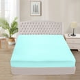 thumbnail image 1 of 700 Thread Count 100% Egyptian Cotton 3-Piece Fitted Sheet ( 1 Fitted Sheet + 2 Pillow Covers) 30 Inches Deep Pocket Size Olympic-Queen Color Aqua Blue Stripe, 1 of 6