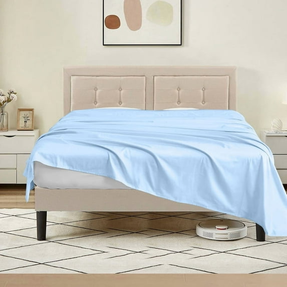 700 Thread Count 100% Egyptian Cotton 3-Piece Flat Sheet (1 Flat + 2 Pillow Covers) Size Full Color Sky Blue Solid
