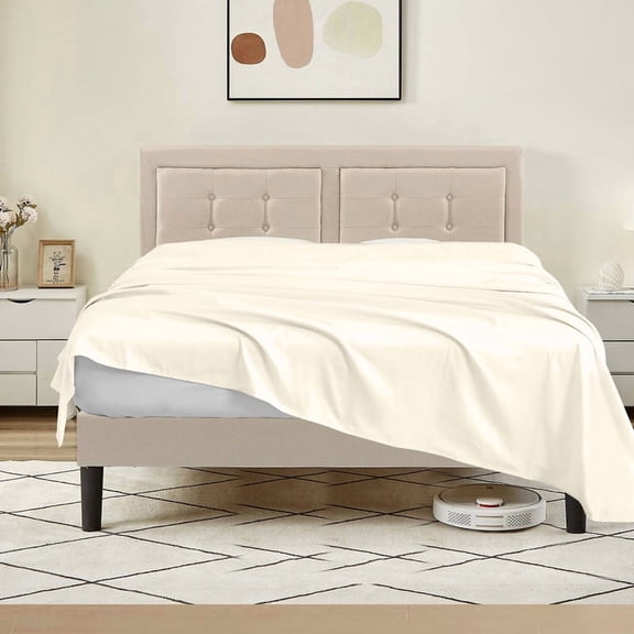 700 Thread Count 100% Egyptian Cotton 3-Piece Flat Sheet (1 Flat + 2 Pillow Covers) Size King Color Ivory Solid