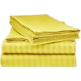 thumbnail image 1 of 700 Thread Count 100% Egyptian Cotton 4-Piece Bed Sheet Set (1 Flat, 1 Fitted Sheet, 2 Pillow Covers) 18 Inches Deep Pocket Size California-King Color Yellow Stripe, 1 of 5