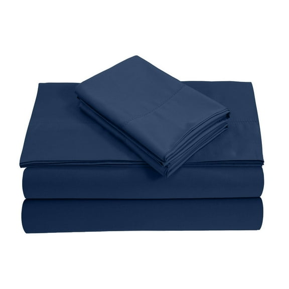 700-Thread Count 100% Egyptian Cotton Queen Sheet Set, 4PC (1 Flat, 1 Fitted, 2 Pillowcases) Long Staple Cotton, 700-TC Pure Cotton, 15" Deep Pockets - Queen, Mediterranean Blue
