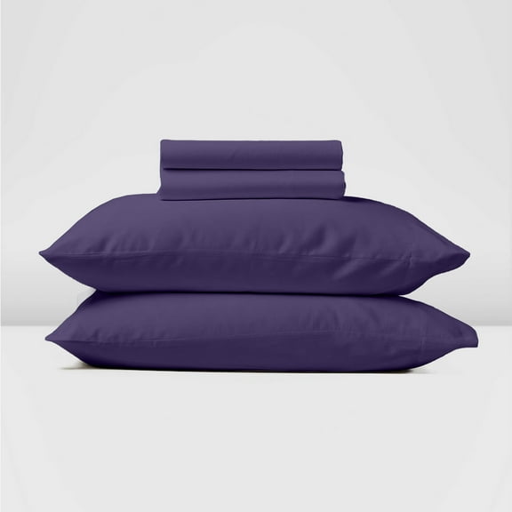 700 Thread Count, 100% Egyptian Cotton Sheet Set [4 PC- Full-XL, Plum] 28" Deep Pocket