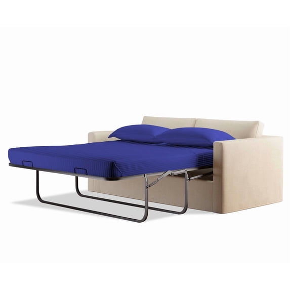 700 Thread Count 100% Egyptian Cotton Sleeper Sofa Bed Sheet Set Stripe Queen XL Size (60"x 80"x 10" ) with 4 -PCS Fitted Straps Color Royal Blue