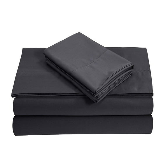 700-Thread Count 100% Egyptian Cotton Twin Sheet Set, 4PC (1 Flat, 1 Fitted, 2 Pillowcases) Long Staple Cotton, 700-TC Pure Cotton, 12" Deep Pockets - Twin, Dark Grey