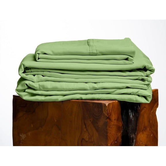 700 Thread Count, 100% Giza Egyptian Cotton Bedding Set, 4-PC Sheets Set, 19 Inch Deep Pocket of Fitted Sheet, Soft Sateen Weave Breathable - Moss, Three Quarter
