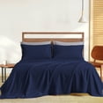 thumbnail image 1 of 700 Thread Count 4 Piece Quality Sheet Set 18 Inch Deep Pocket 100% Egyptian Cotton Color Navy Blue Solid Size Twin, 1 of 7