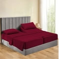 thumbnail image 1 of 700 Thread Count 5 Piece Split California King Sheets Sets Set ( 2- Twin XL Fitted Sheets 1-Flat sheet and 2-Pillow covers ) with 21" deep pocket for Adjustable Bed Color Burgundy Solid, 1 of 5