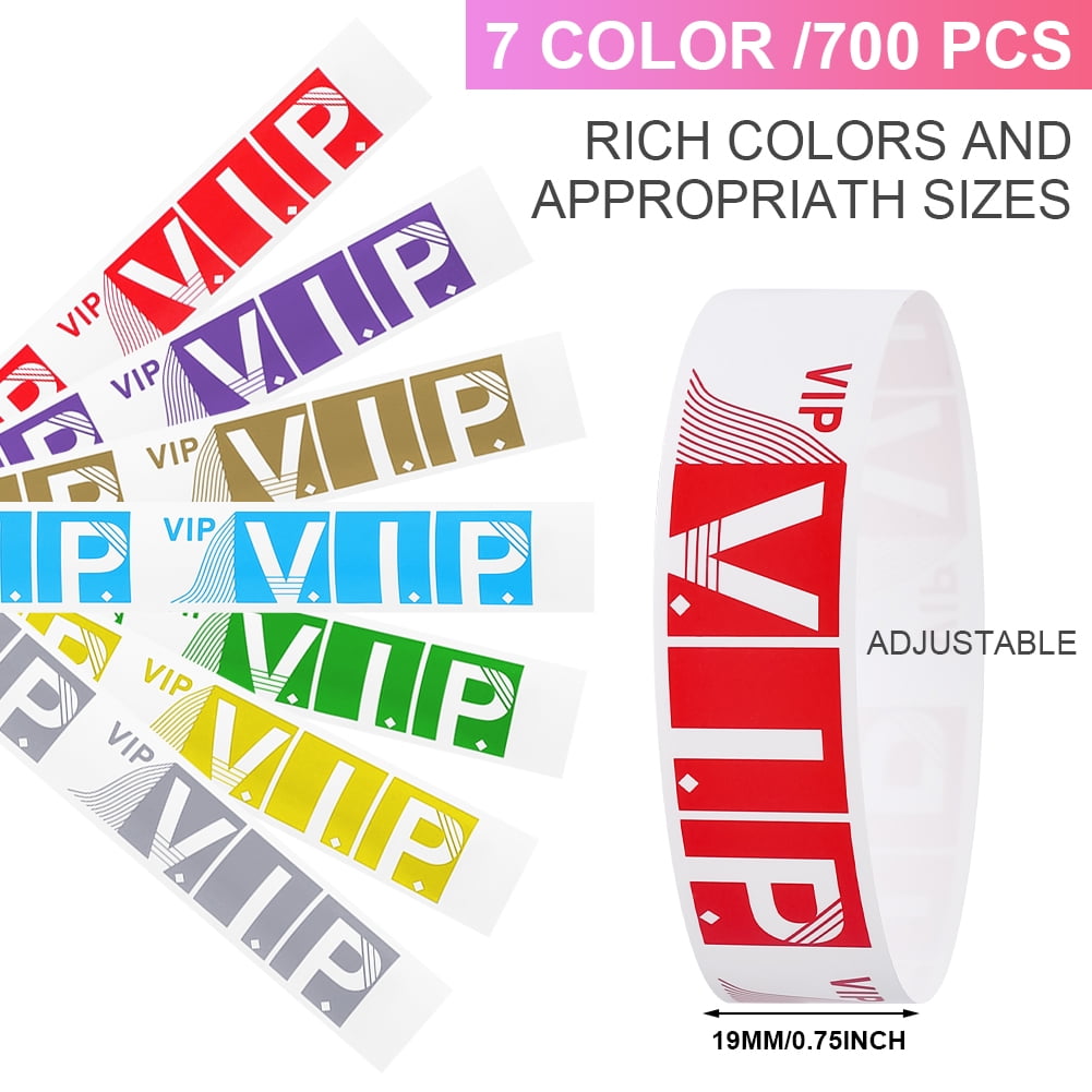 700 WristCo Tyvek Wristbands for Events, 7Color Variety Pack, Tamper