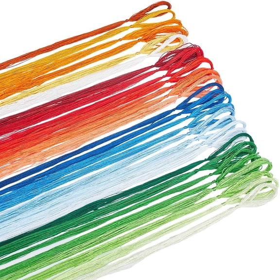 700 Yards 32 Skeins Silk Embroidered Threads Green Orange Yellow Blue Handmade Embroidery Rainbow Floss Set Stitch Bulk Bracelet String
