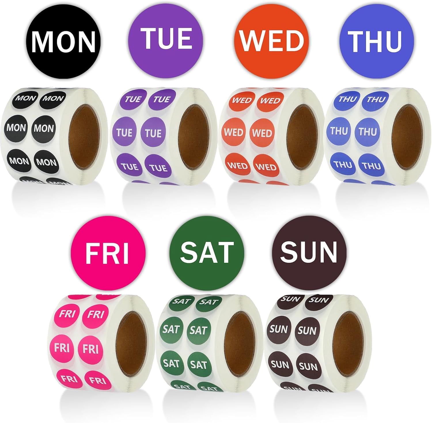 7000 PCS Small 7-Day of The Week Double Row Adhesive Stickers Bulk - 0. ...