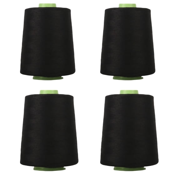 7000 YDs Cones 4 Pack All Purpose Black Sewing Thread for Serger, 40S/2 Polyester Sewing Machine Thread Kit for Overlock
