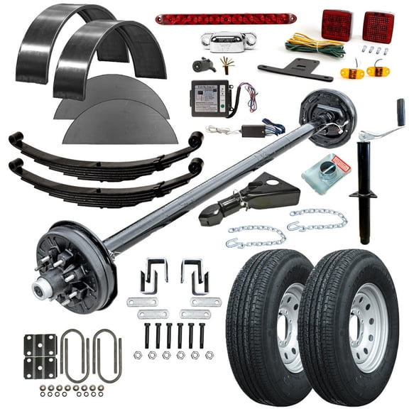 7000 lb TK Single Axle Trailer Parts Kit - 7K Capacity Heavy Duty (Complete Original Series), 85" Hubface 70" Spring Center