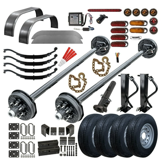 7000 lb TK Tandem Axle Gooseneck Trailer Parts Kit - 14K Capacity Heavy Duty (Complete Original Series), 95" Hubface 80" Spring Center